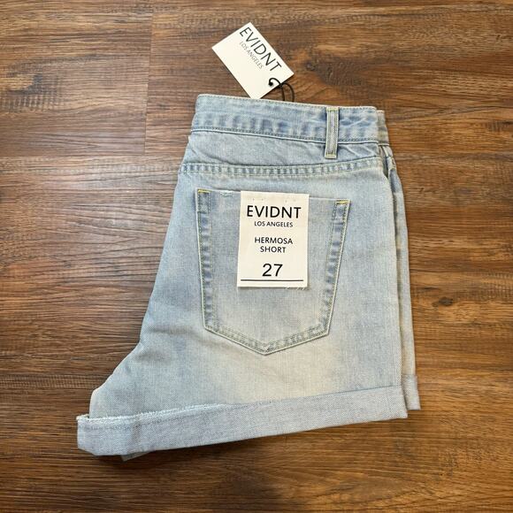 EVIDNT Los Angeles Hermosa Short Anthropologie Size 27 NWT light blue Distressed - Picture 11 of 11